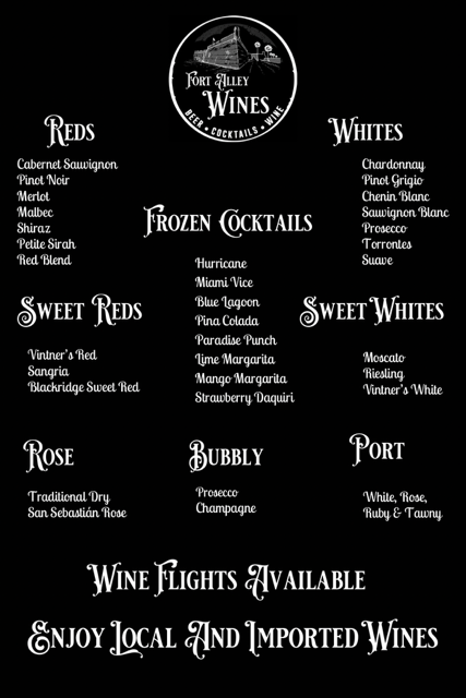 Fort Alley Wines Menu